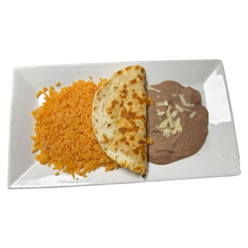 CHEESE QUESADILLA WITH RICE & BEANS